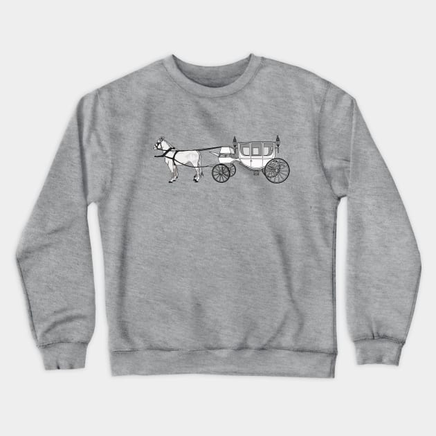 Wedding horse & carriage cartoon illustration Crewneck Sweatshirt by Miss Cartoon